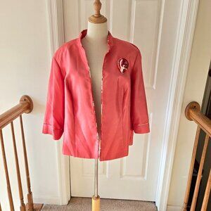 Maya Brooke Coral Open Front 3/4 Sleeve Blazer Jacket Plus Sz 20W